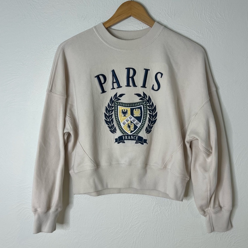 Abercrombie & Fitch White Paris Crest Sweatshirt
